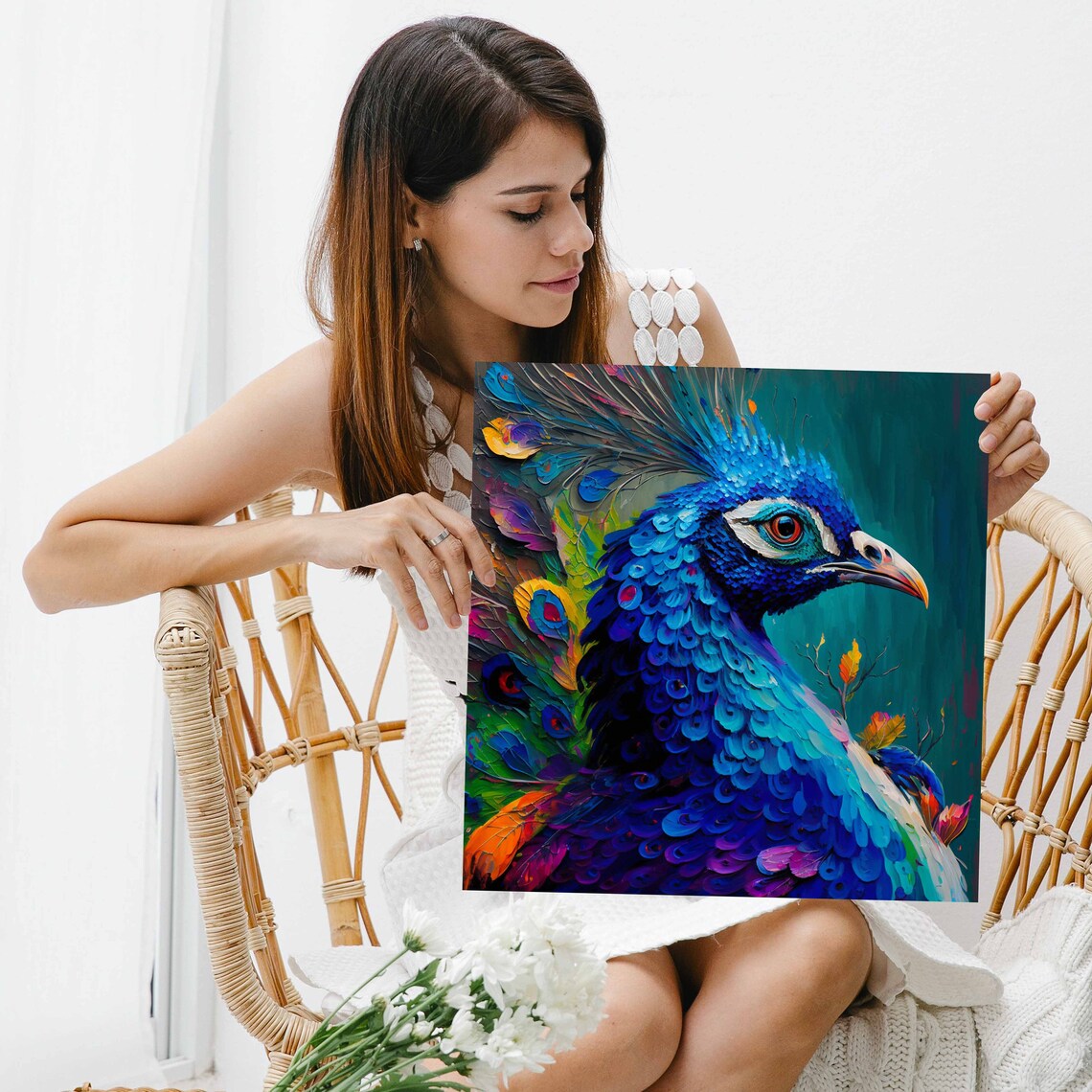 Peacock Contemporary Wall Art Print, Exotic Decor - Image 5