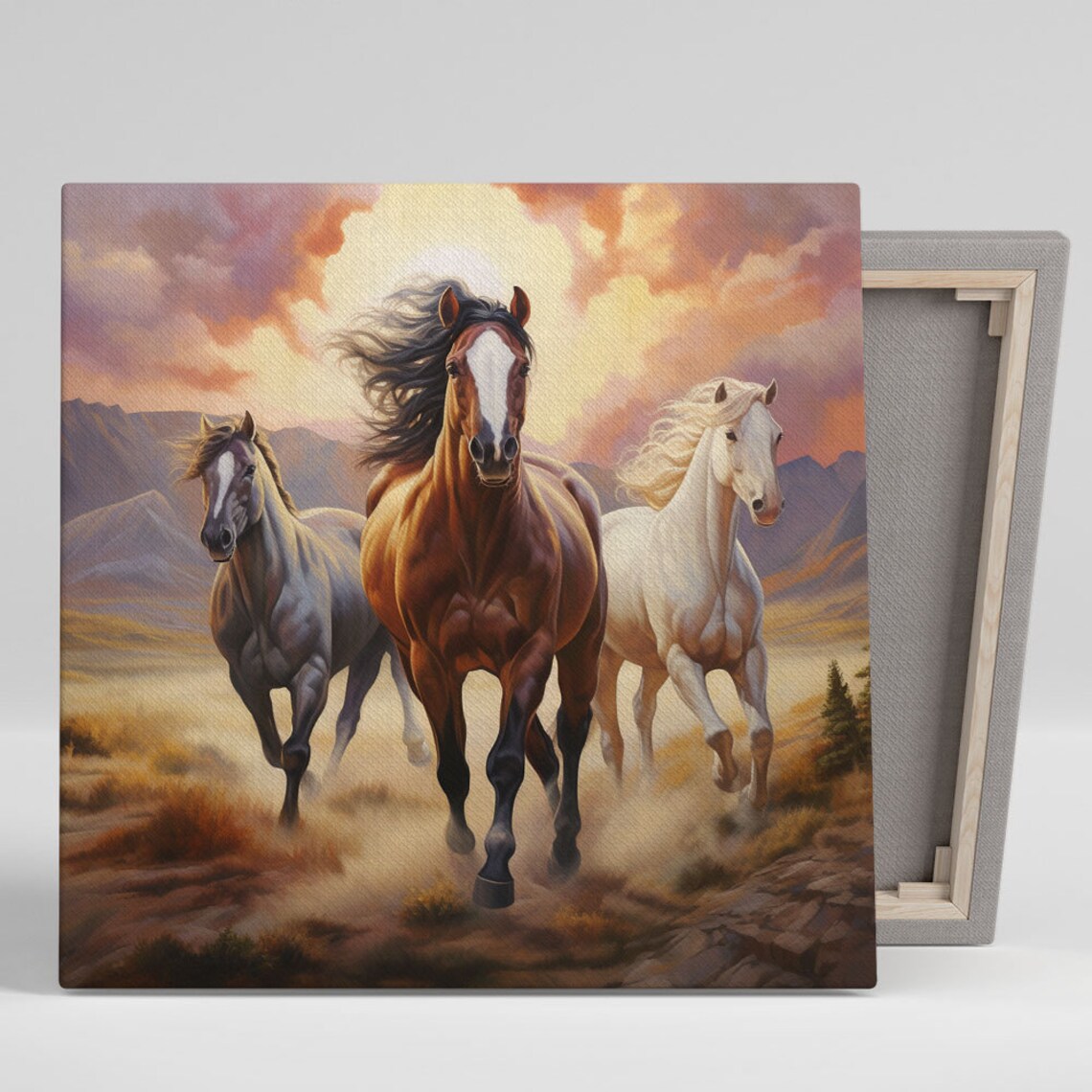Horses, Modern Farm Life Living Room Art Print