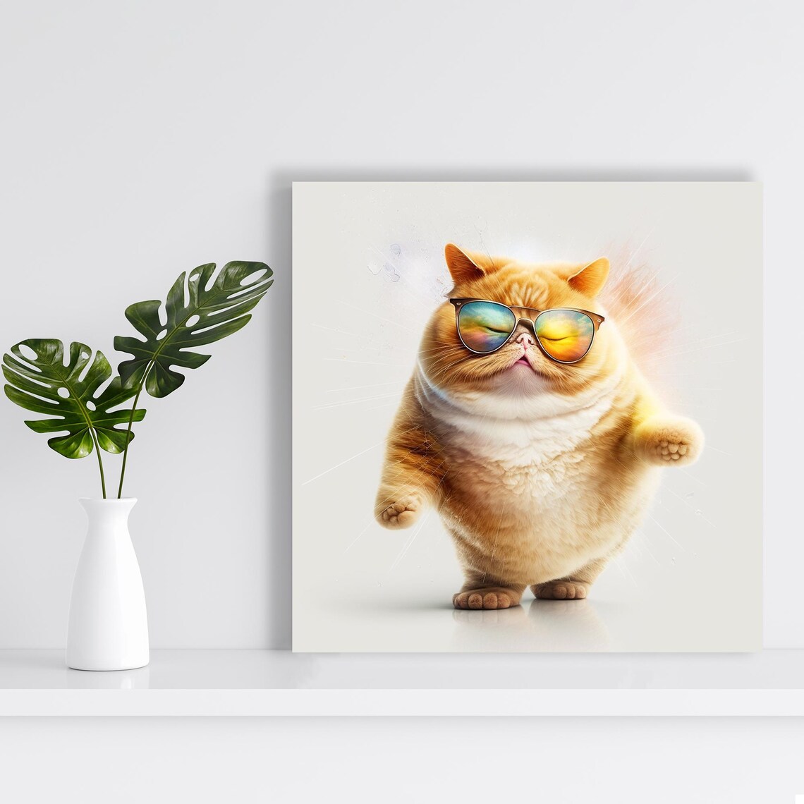 Cool Cat Sunglasses Whimsical Animal Art Print - Image 2