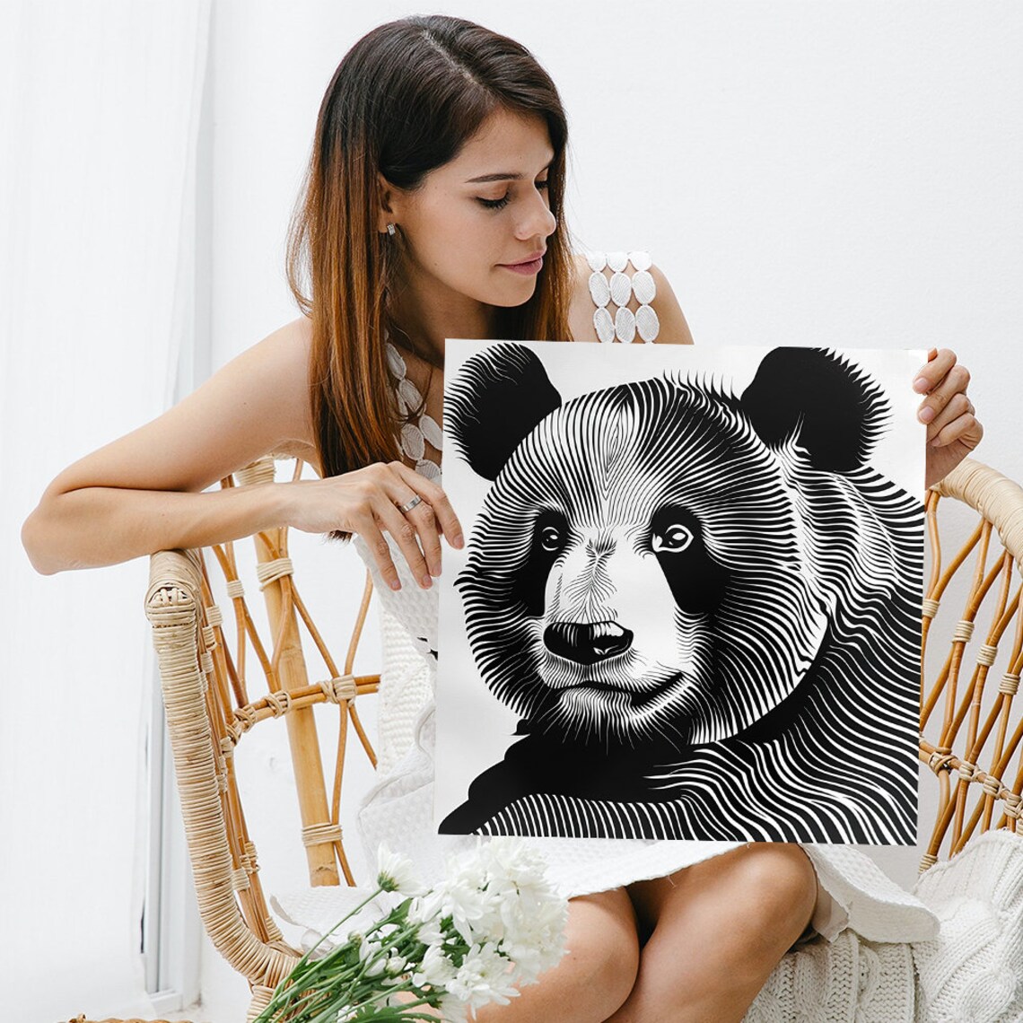 Panda Illusion Art Print, Contemporary Minimalist - Image 3