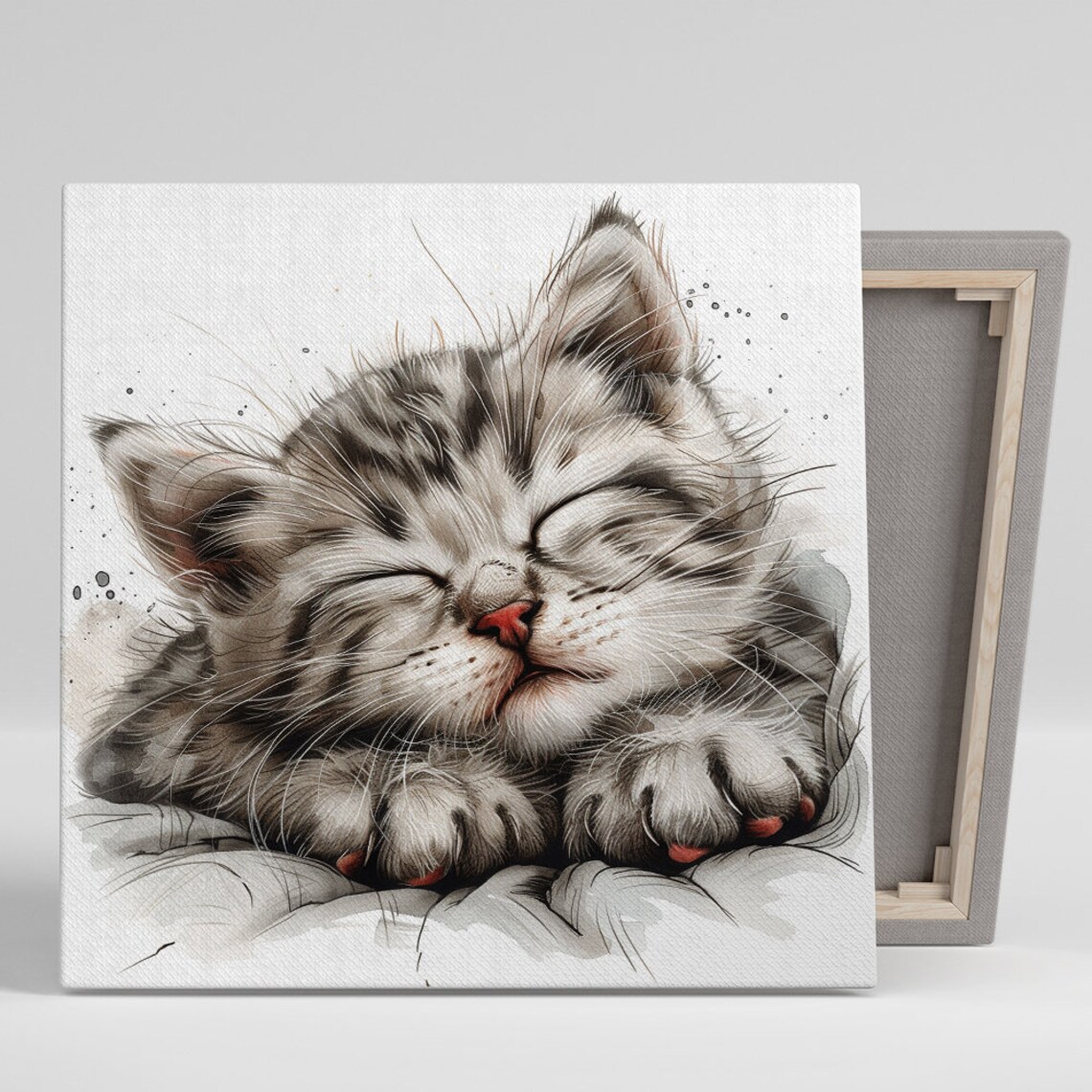 Cozy Kitten Slumber, Whimsical Minimalist Poster