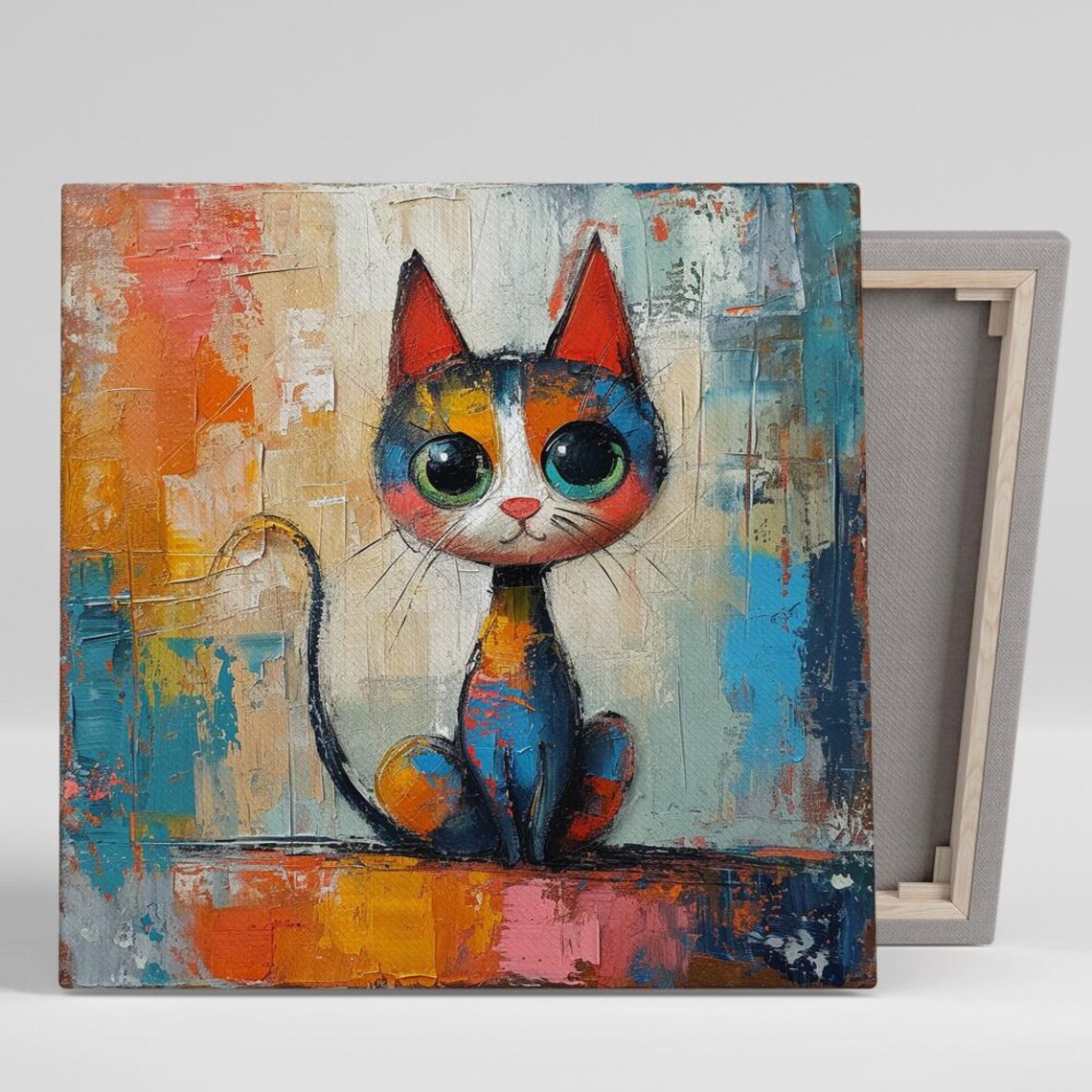 Cat Wall Art Print, Whimsical Contemporary Decor
