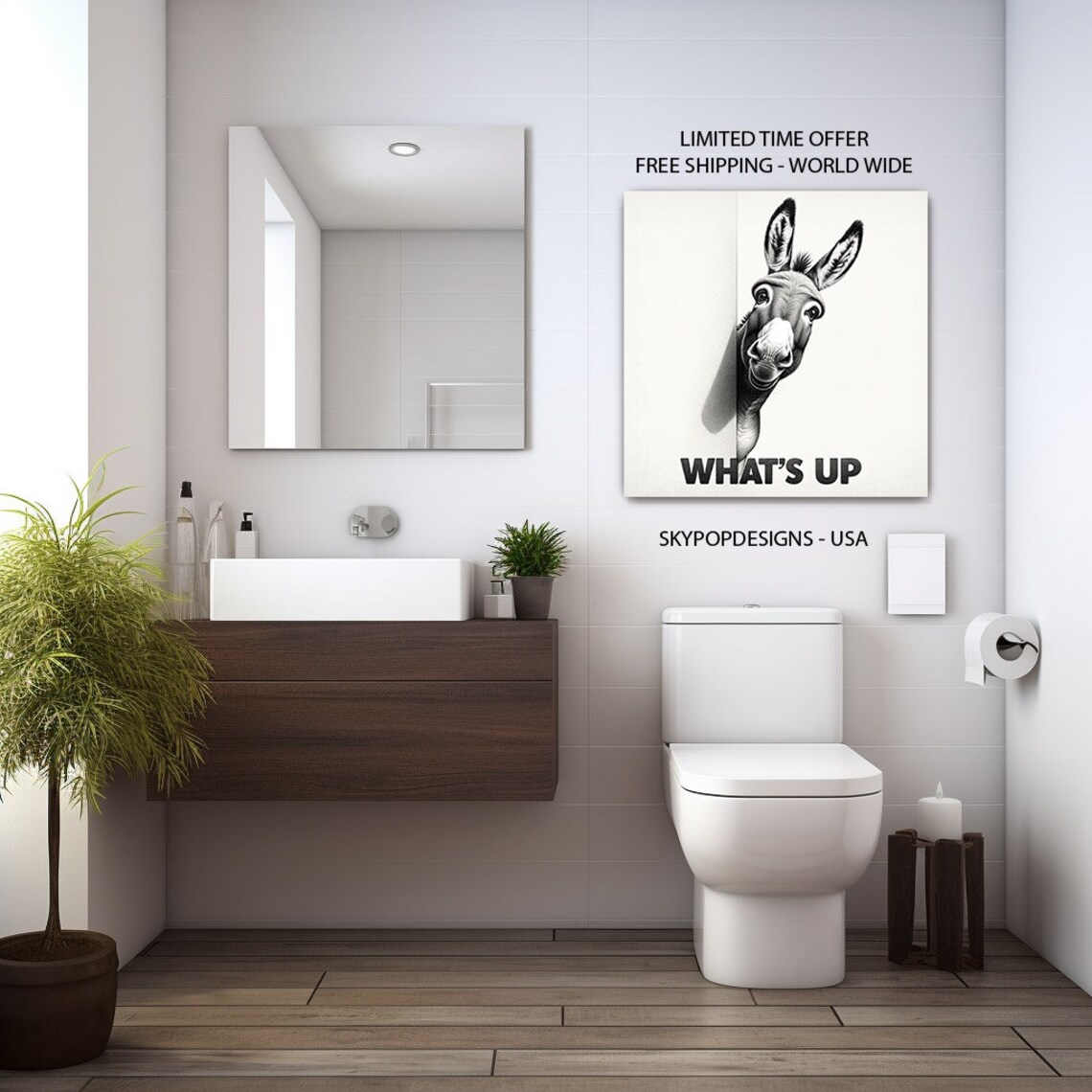 Funny Donkey Wall Art Print, Modern Farm Decor - Image 2
