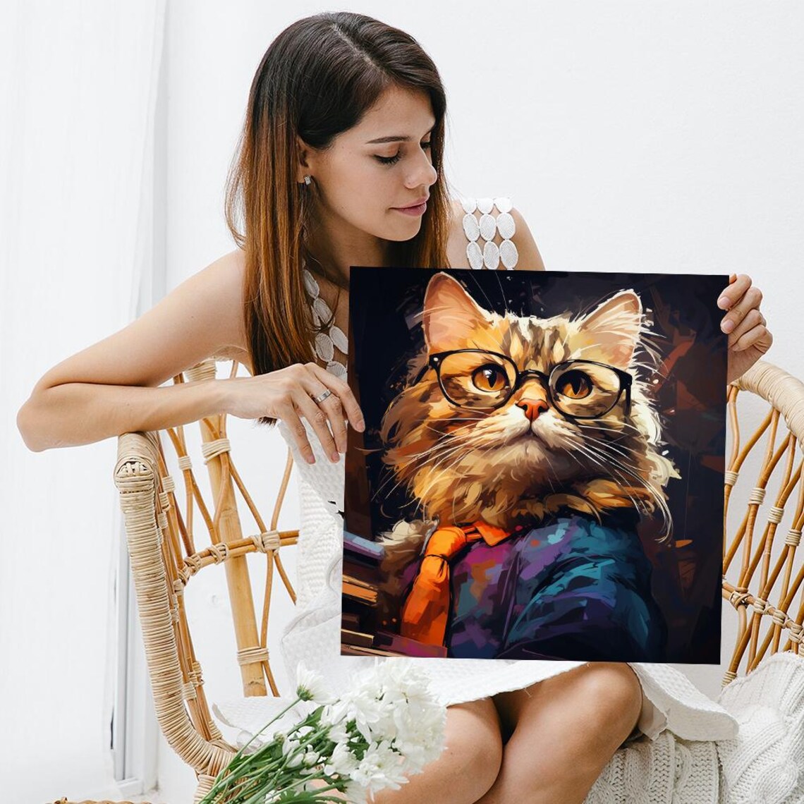 Cat Intellectual Contemporary Pop Art Print - Image 3