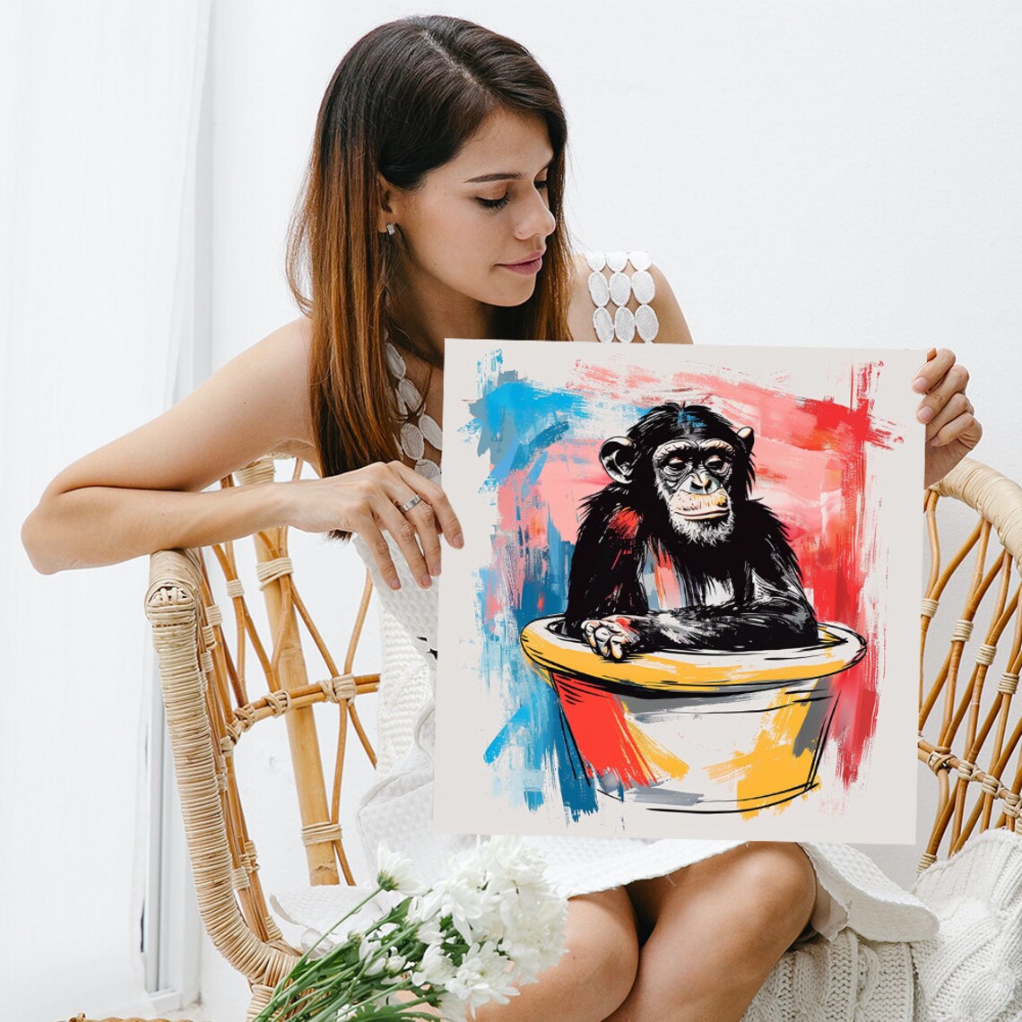 Chimpanzee In A Pot Pop Art, Modern Decor - Image 3
