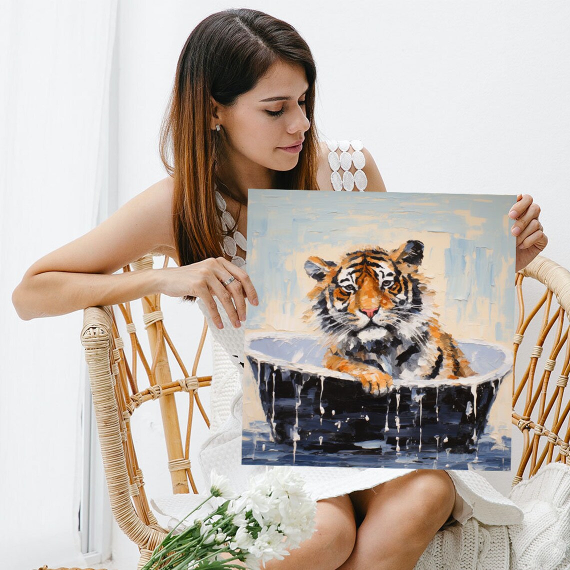 Tiger in Bathtub Bathroom Nursery Poster Print - Image 5