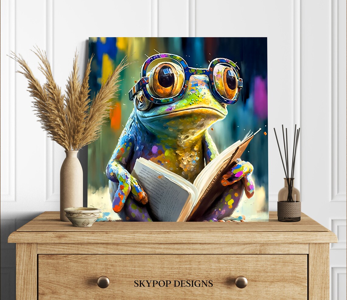 Rainbow Frog With Glasses Custom Nursery Wall Art Print - Image 2