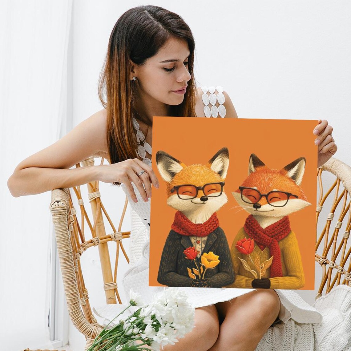 Foxy Intellectuals Whimsical Modern Animal Art Print - Image 3