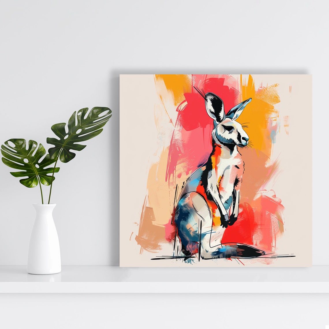 Kangaroo Abstract Watercolor Multicolor Splash Wildlife Poster - Image 2