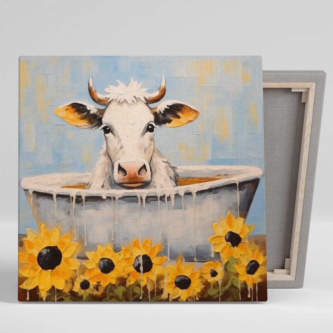 Whimsical Rustic Cow Art Print for Kitchen Decor