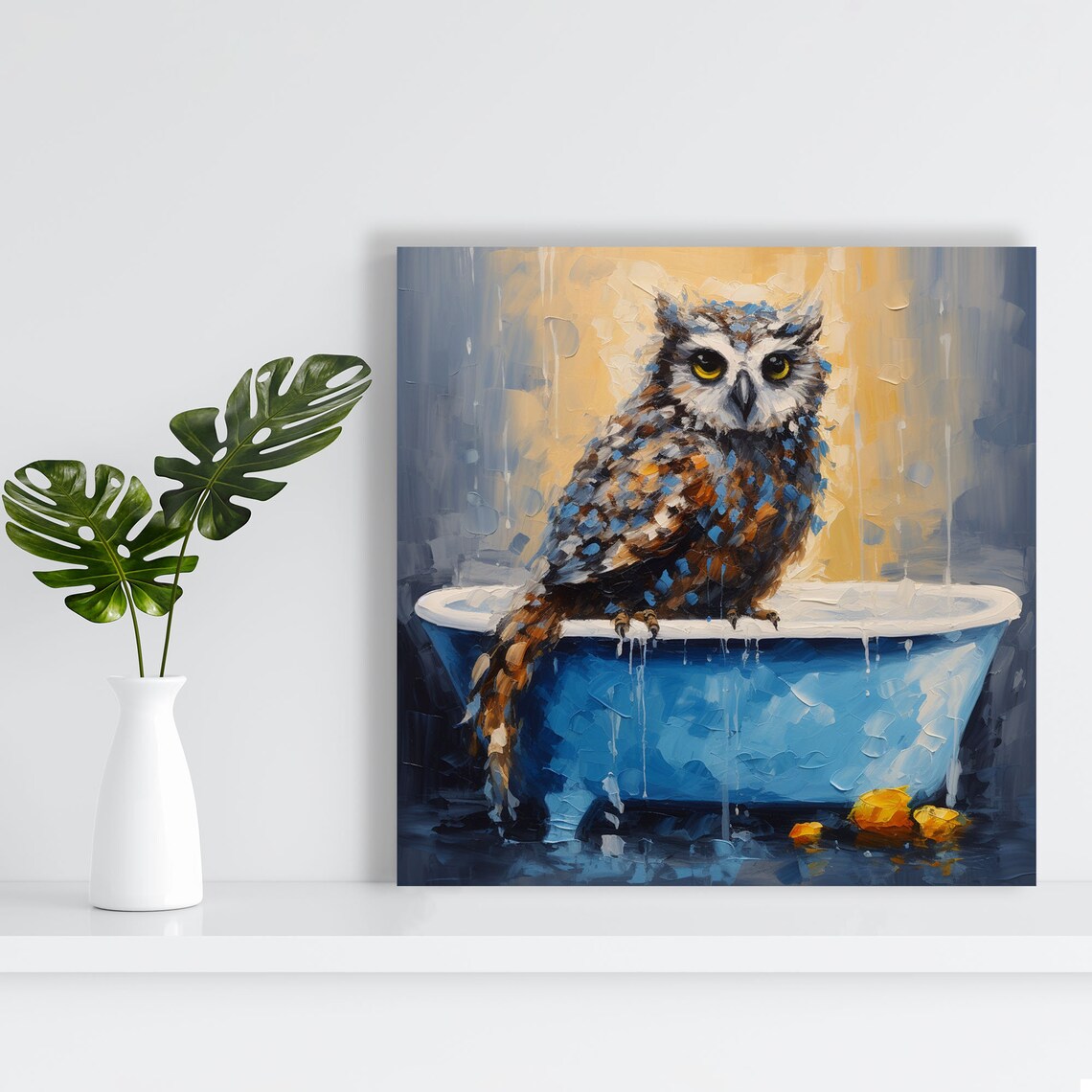 Owl In Bathtub Bathroom Animal Wall Art Print - Image 3