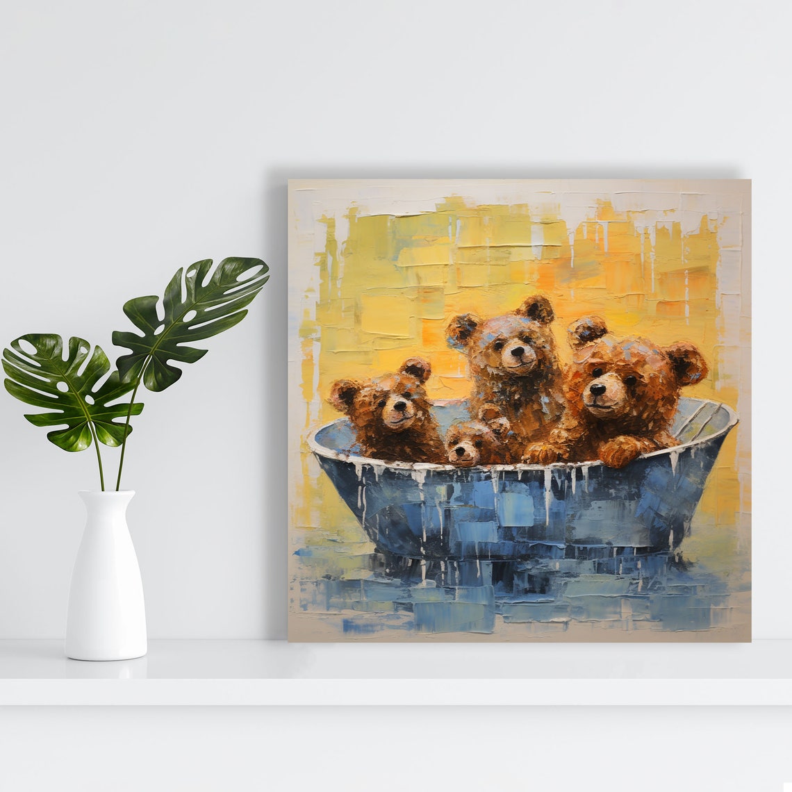 Three Bears In Bathtub, Nursery Decor - Image 3