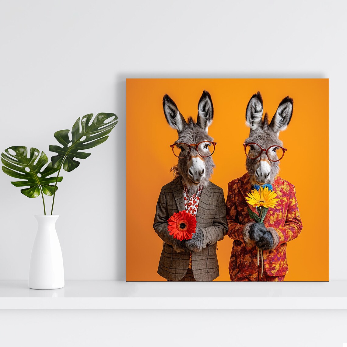 Dapper Donkey Duo Pop Art Poster, Modern Decor - Image 2