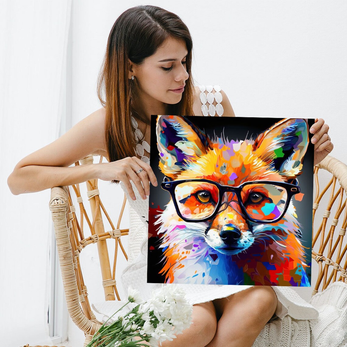 Colorful Pop Art Fox Wearing Glasses Bold Portrait Multicolor Animal Art Print - Image 3