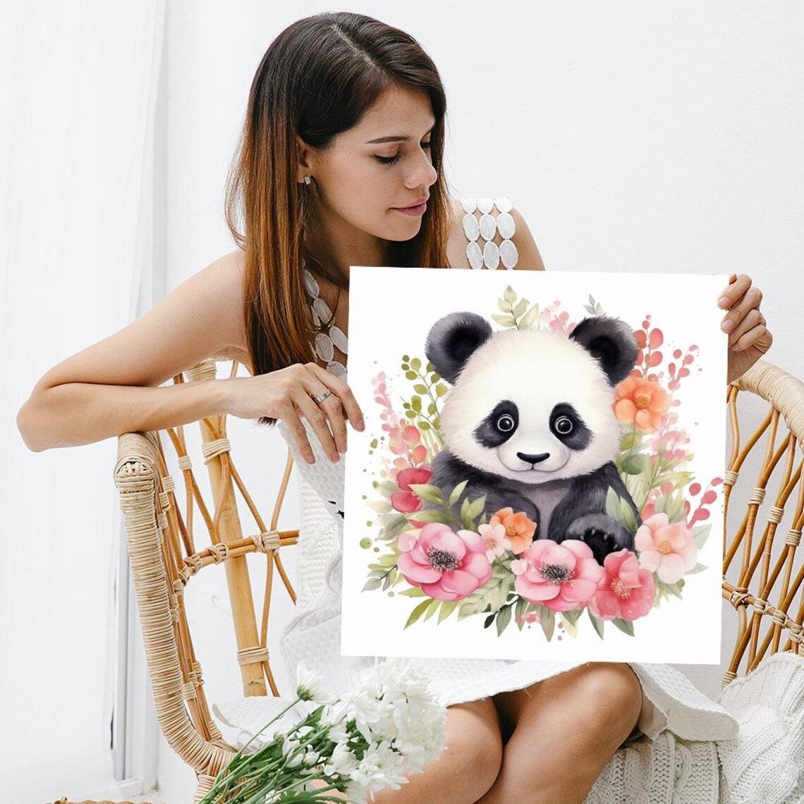 Panda Whimsical Minimalist Nursery Decor Art Print - Image 3
