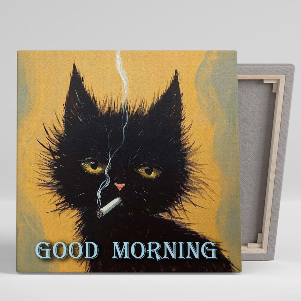 Rebel Kitty Morning Mischief, Whimsical Cat Art Print