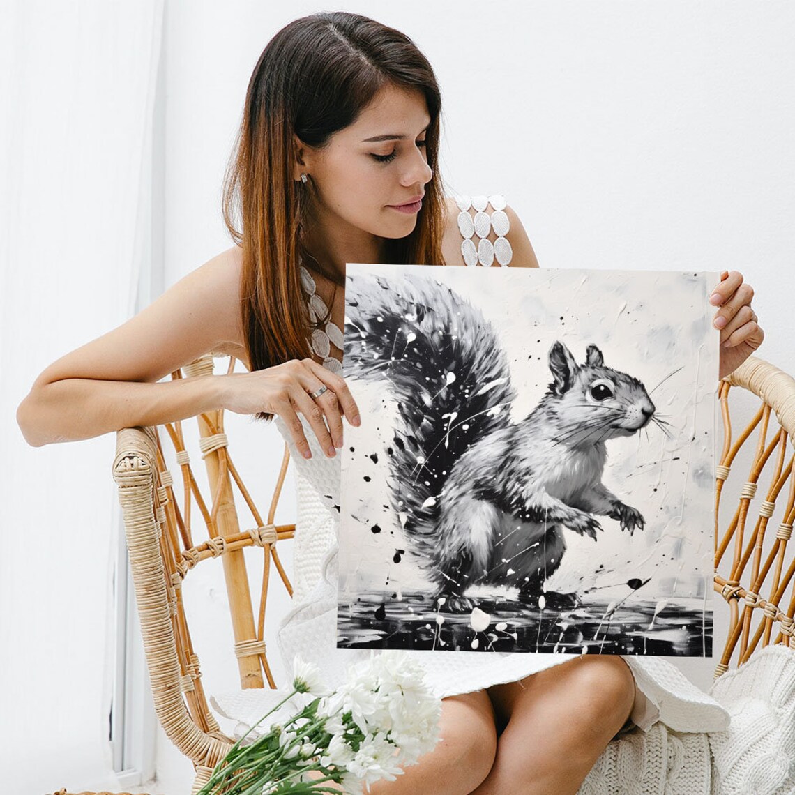 Squirrel Contemporary Art Print, Whimsical Decor - Image 3