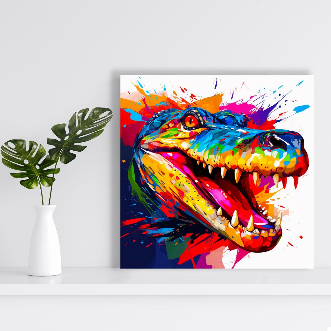 Rainbow Crocodile Head Explosion Pop Art Colorful Reptile Art Poster - Image 2