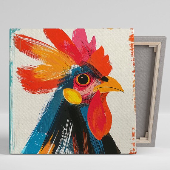 Rooster Modern Decor Art Print, Vibrant Style