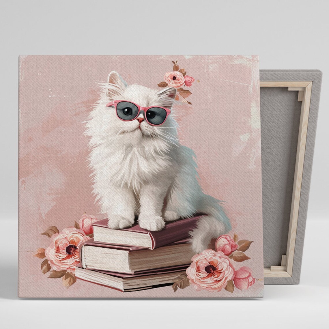 Sophisticated Cat Scholar, Whimsical Modern Art Print