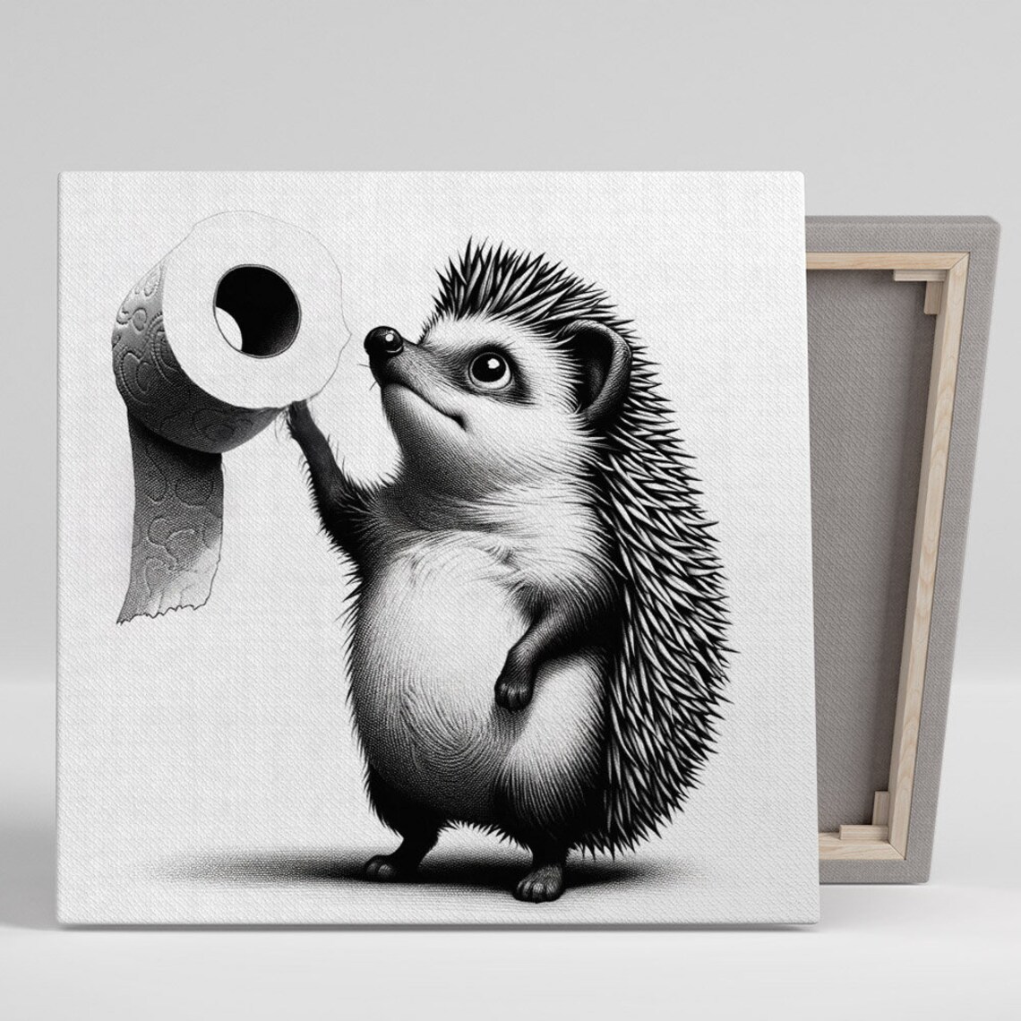 Hedgehog With Toilet Paper Bathroom Poster Art