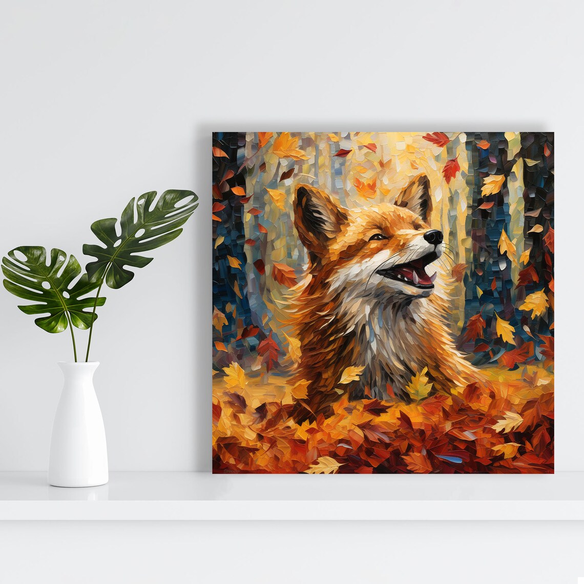 Happy Fox Whimsical Art Print, Animal Wall Decor - Image 2