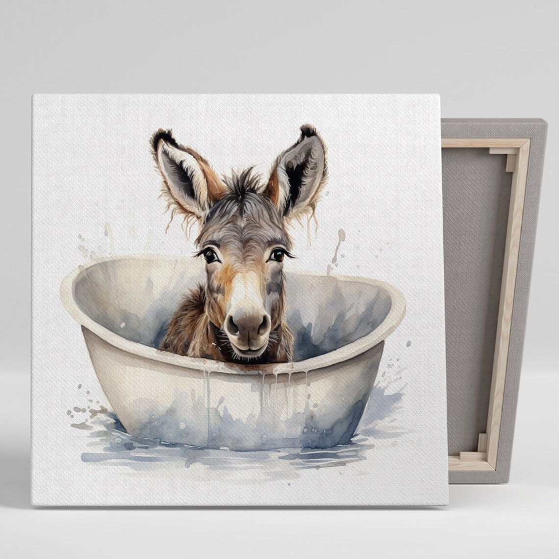 Bathtub Donkey Splash Art, Farmhouse Bathroom Print