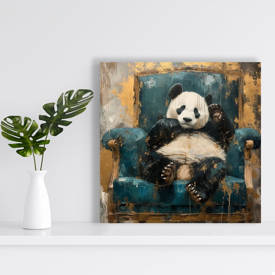 Regal Panda Lounger, Contemporary Animal Art Print - Image 2