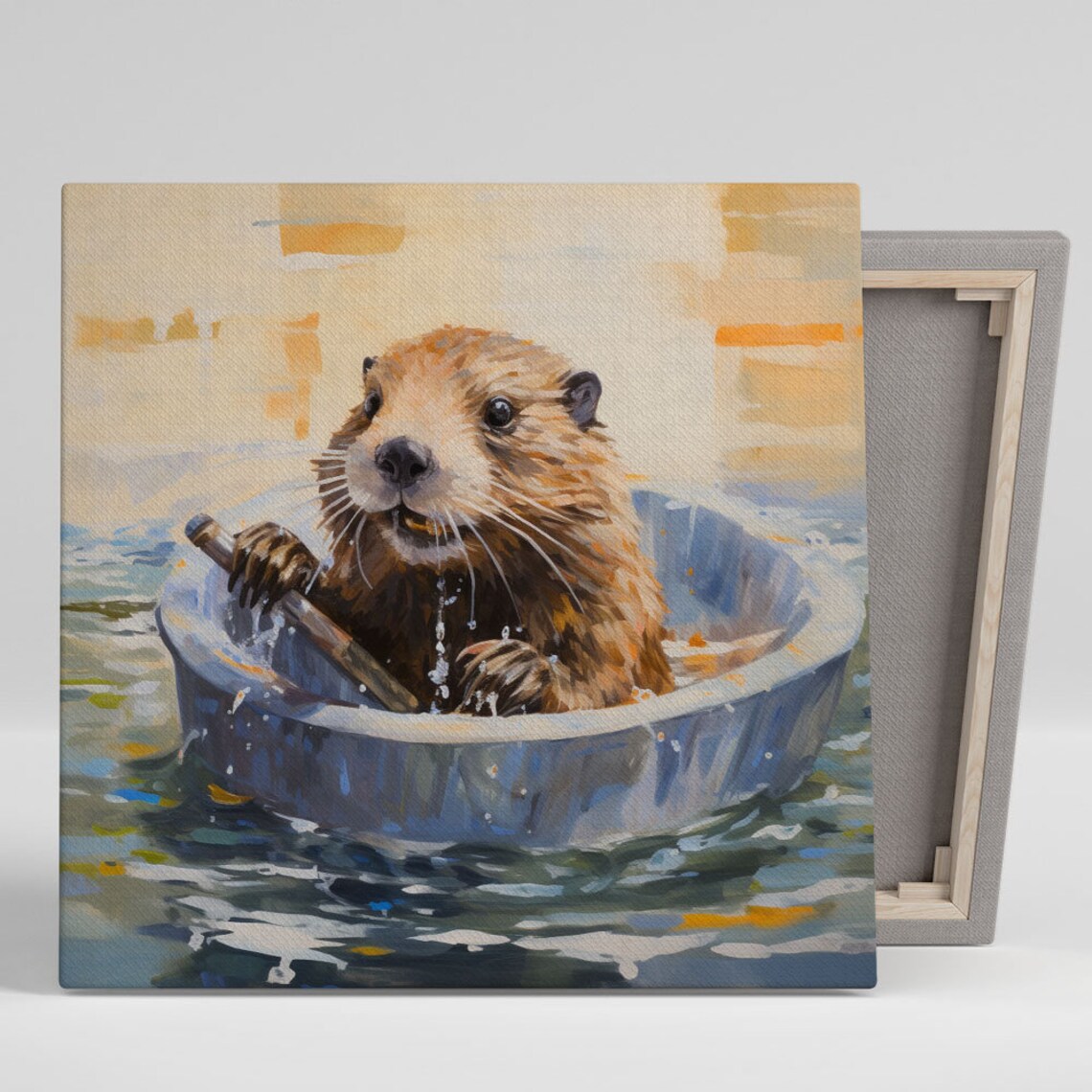 Beaver in Bathtub Bathroom Wall Art Print