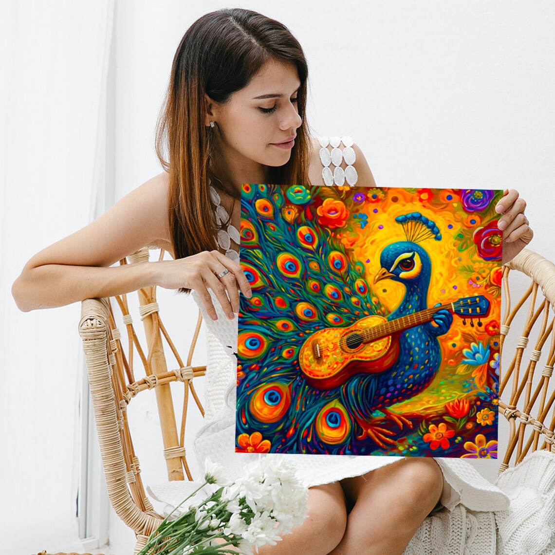 Peacock Serenade Whimsical Music Decor Art Print - Image 3