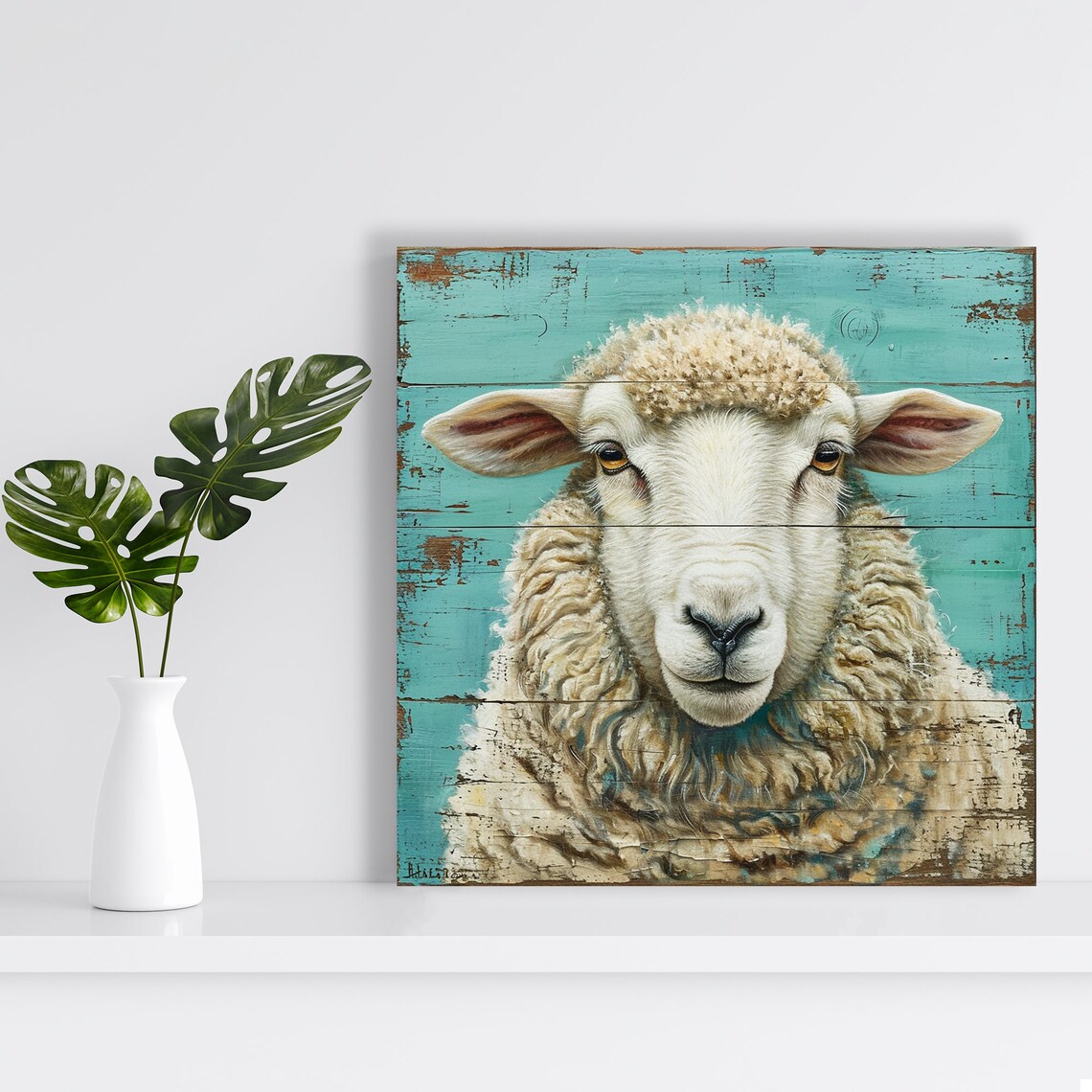 Rustic Farmhouse Sheep Art Print, Living Room Decor - Image 2