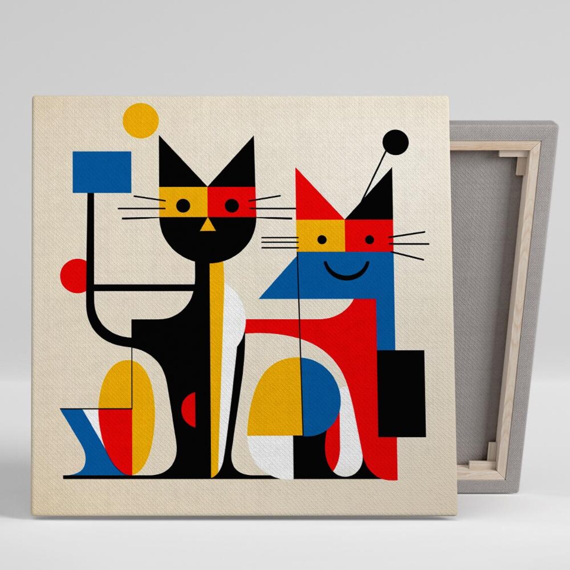Geometric Cat Duo, Abstract Contemporary Art Print