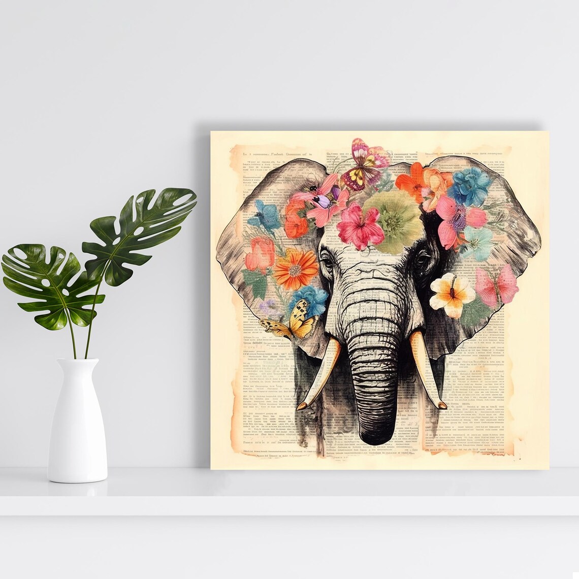 Elephant Floral Enlightenment Art Print, Bohemian Rustic Decor - Image 2