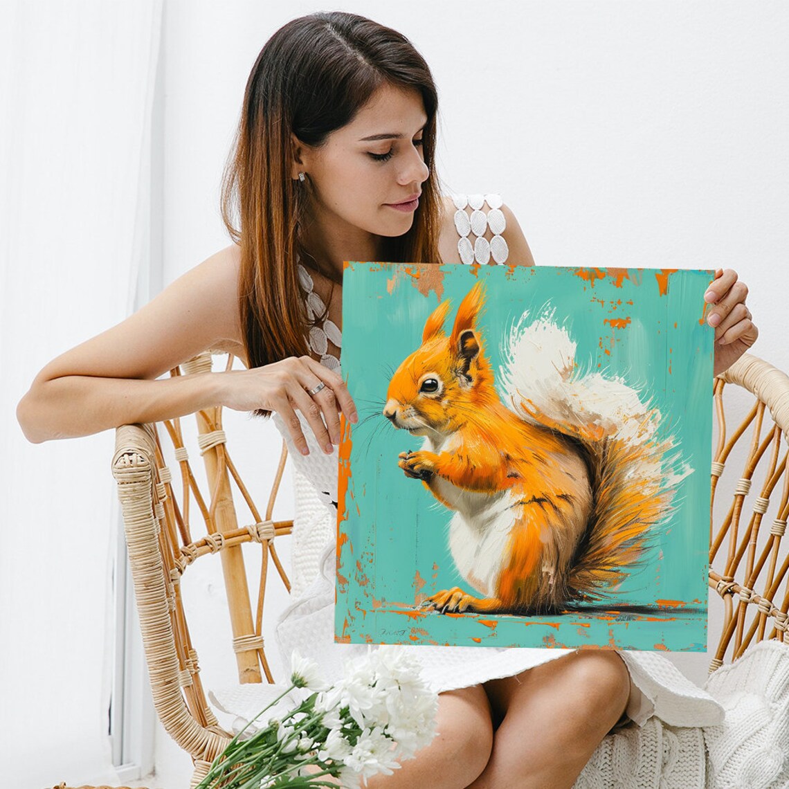 Whimsical Squirrel Art Print, Nursery Office Decor - Image 3