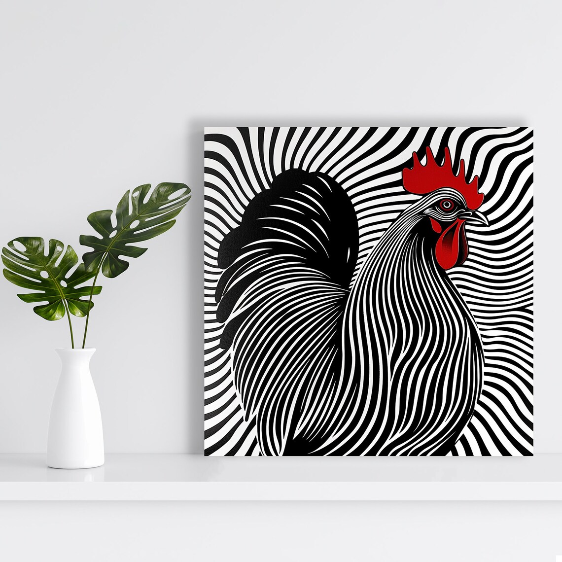 Hypnotic Rooster Contemporary Minimalist Art Print - Image 2