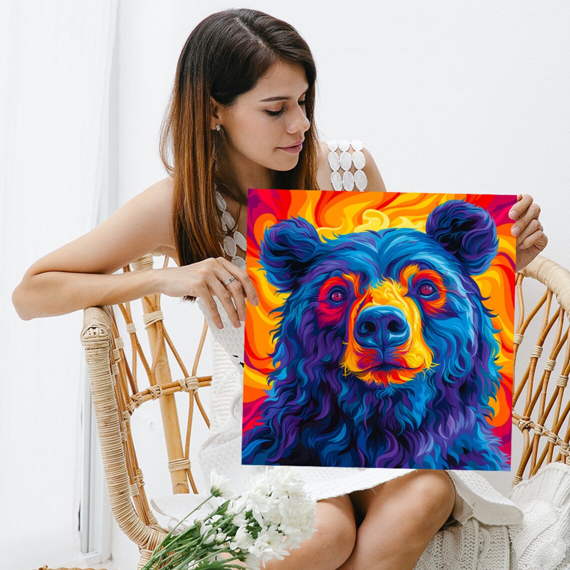 Psychedelic Bear Art Print, Modern Living Room Decor - Image 3