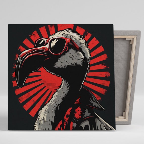 Ostrich Shades Wall Art Or Poster Pop Art Retro Decor Contemporary Office Living Room Game Room Wall Art Red Black White Design