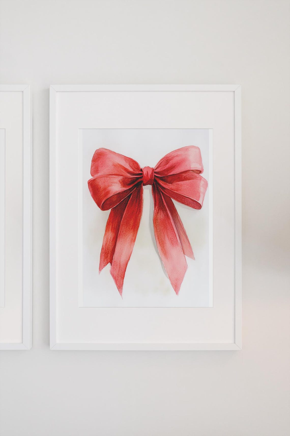 Red Satin Ribbon Bow Watercolor Painting Classic Holiday Poster