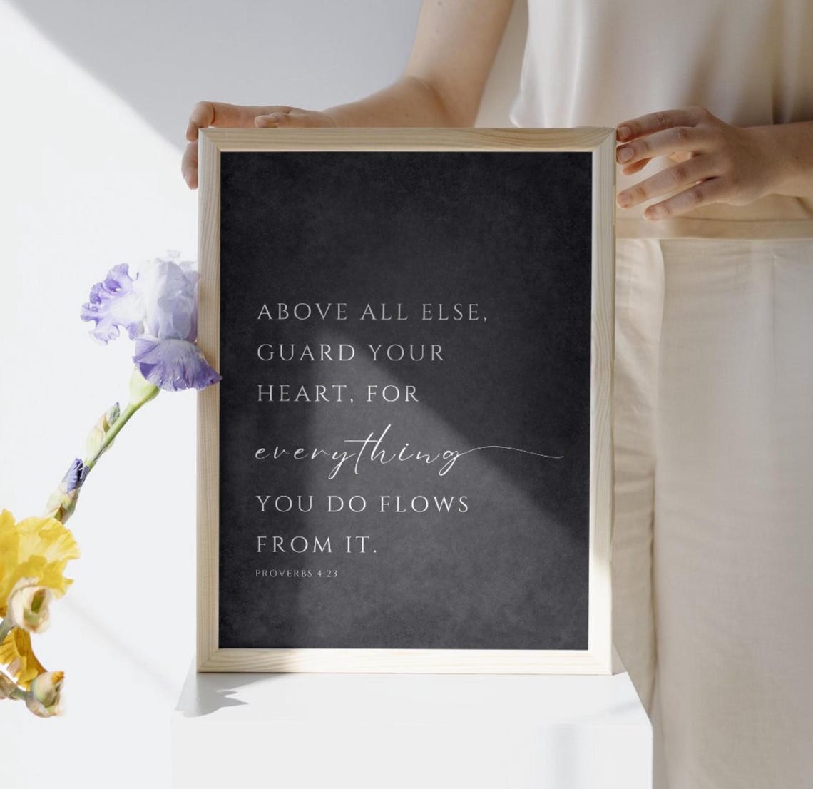 Guard Your Heart Proverbs 4:23 Black Scripture Farmhouse Wall Art - Image 3