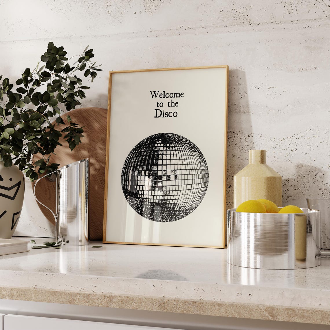 Welcome To The Disco Vintage Style Disco Ball Black Cream Party Poster - Image 3