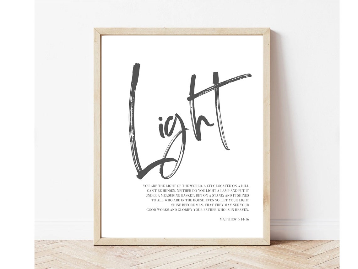 You Are The Light Of The World Matthew 5:14-16 Brush Script Poster - Image 3