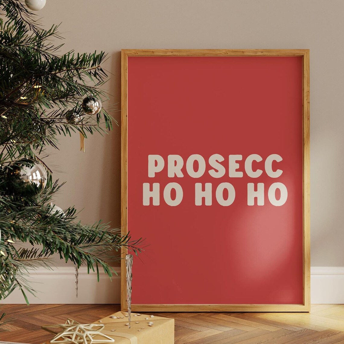 Prosecc Ho Ho Ho Funny Christmas Cocktail Quote Typography Poster - Image 3
