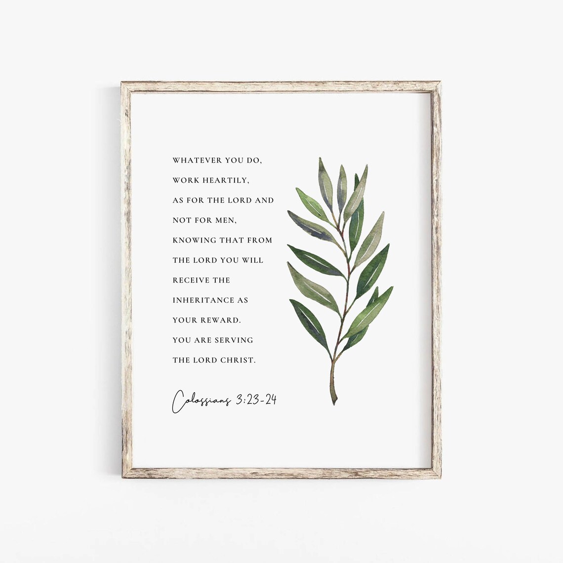 Colossians 3:23-24 Bible Verse Botanical Art Print