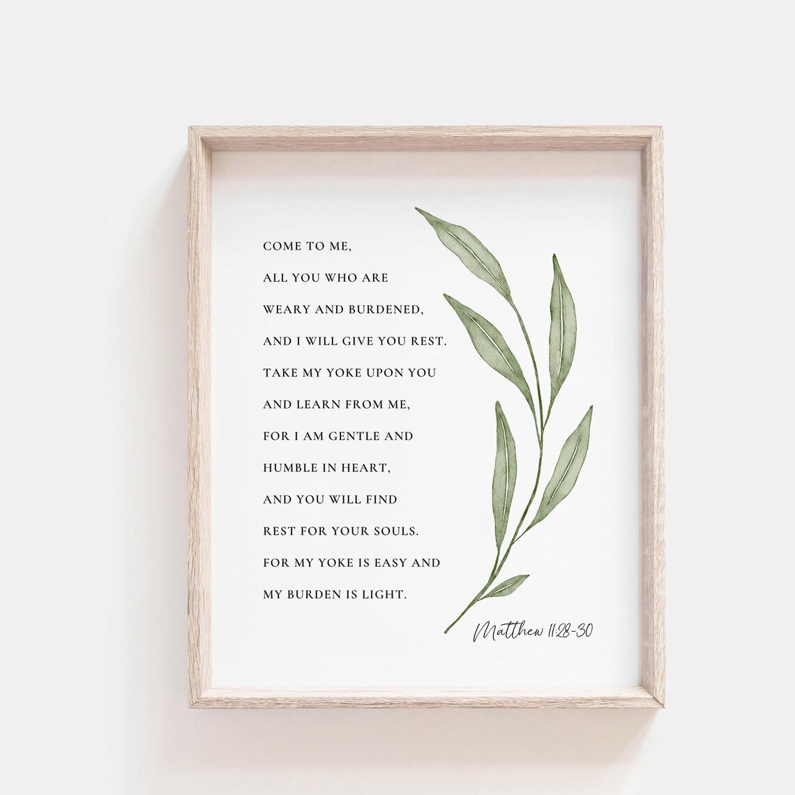 Come to Me All You Who Are Weary Matthew 11:28-30 Olive Branch Poster - Image 2