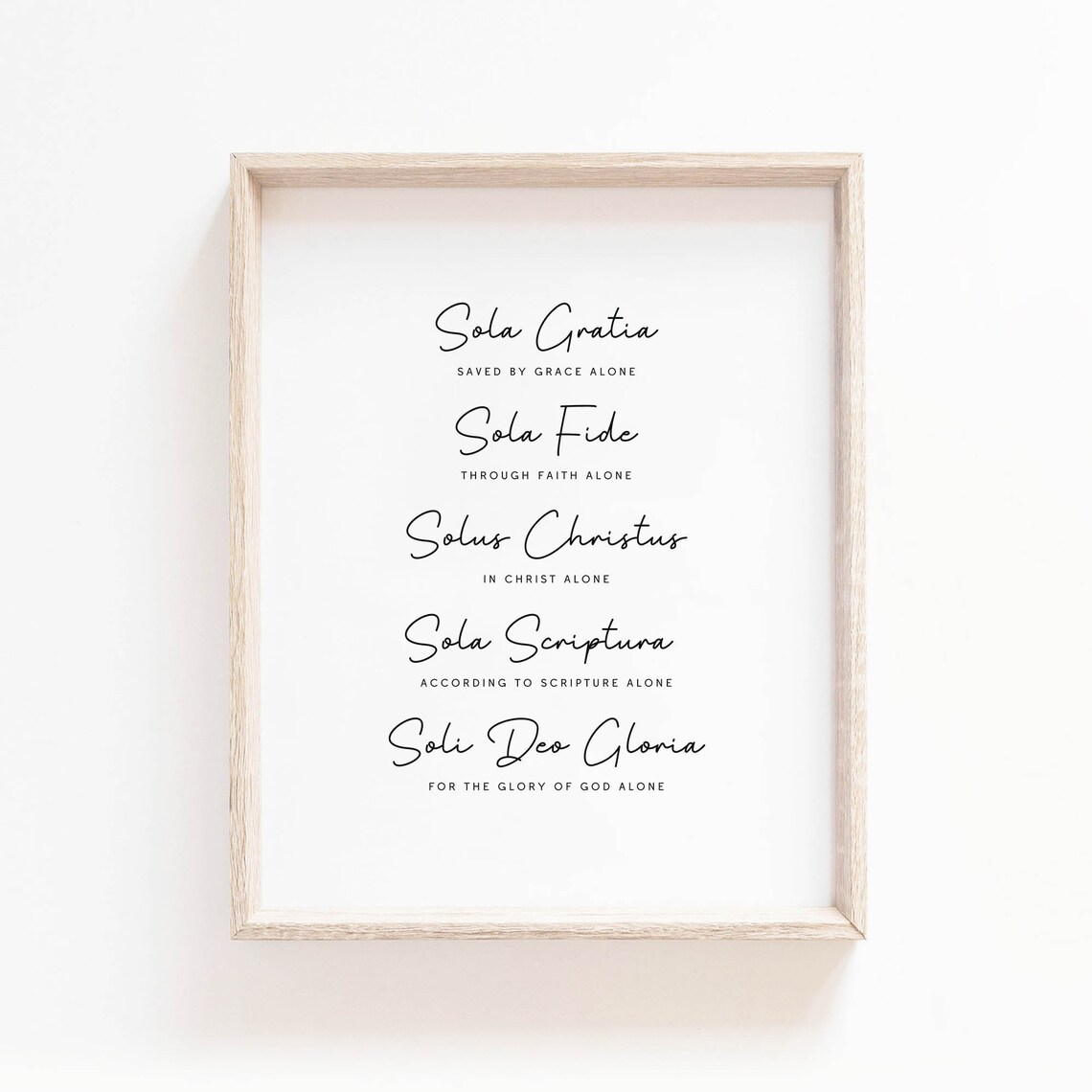 The Five Solas Scripture Sign, Reformed Theology Art Print