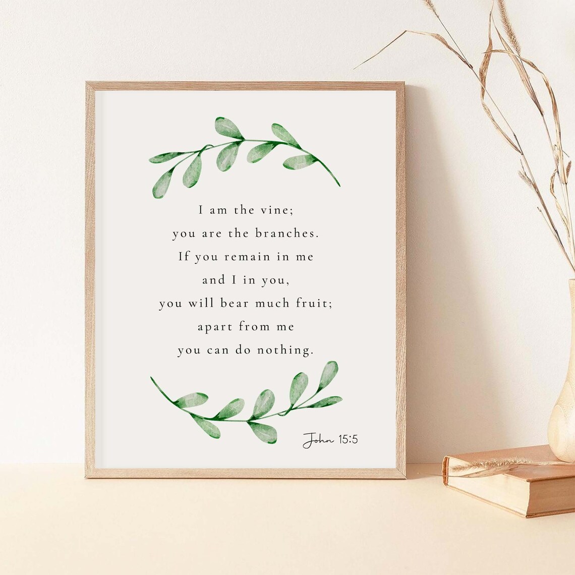 John 15:5 Bible Verse Botanical Scripture Art Print - Image 2