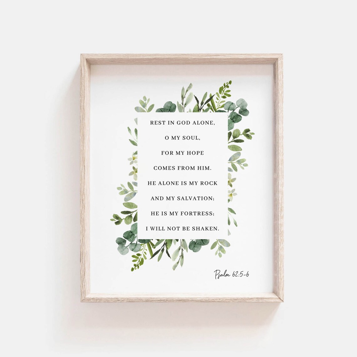 Psalm 62:5-6 Rest In God Alone, Bible Verse Poster