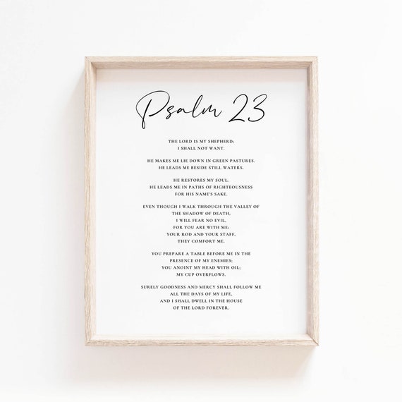 Psalm 23 Bible Verse Art Print, Christian Scripture