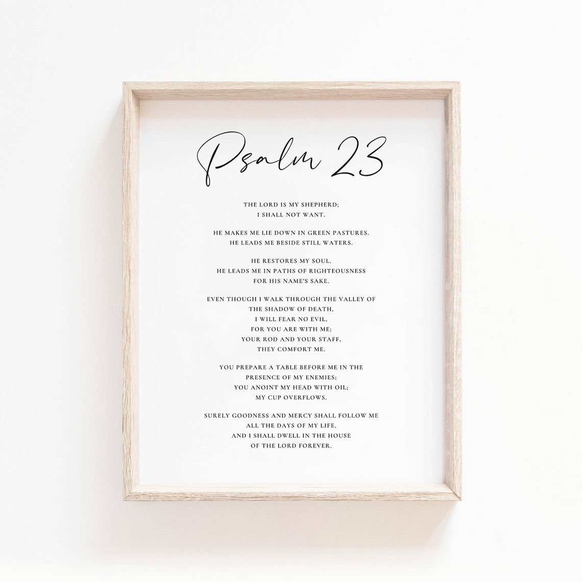 Psalm 23 Bible Verse Art Print, Christian Scripture