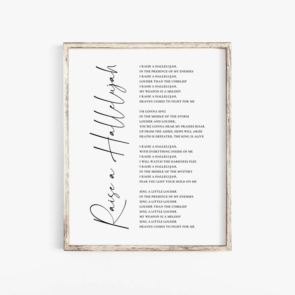 Raise A Hallelujah Worship Lyrics Art Print, Bethel Music